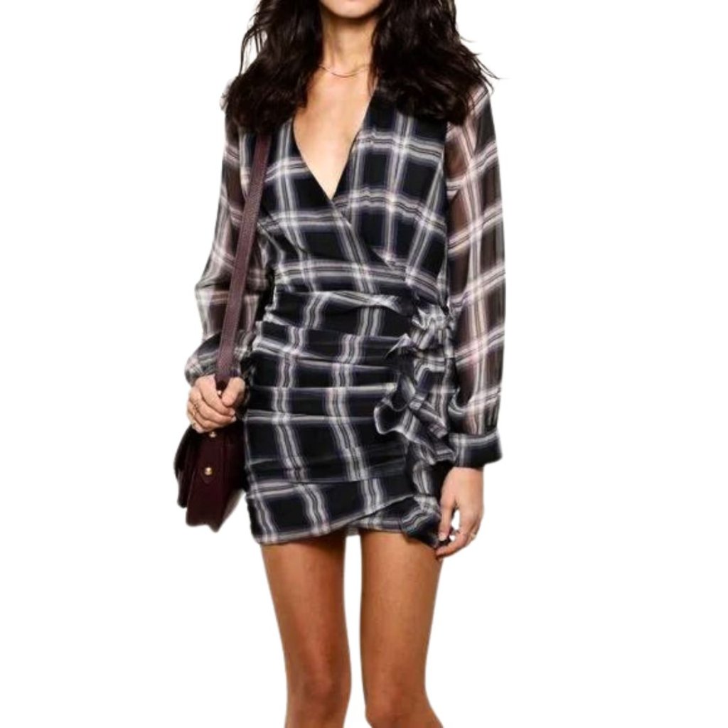 Heartloom Anthea Plaid Sheath Faux Wrap Dress - Small